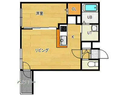 ヴィエルジュ北8条(1LDK/3階)の間取り写真
