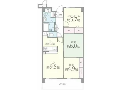 ヴェルデ忍ケ丘II番館(3LDK/1階)の間取り写真