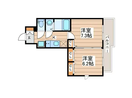 エルスタンザ上杉公園(2K/10階)の間取り写真