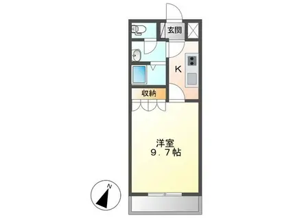 ハート・オブ・クレイドル(1K/2階)の間取り写真