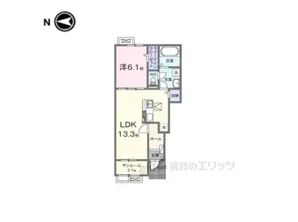 キング・ヒルズⅡ(1LDK/1階)の間取り写真
