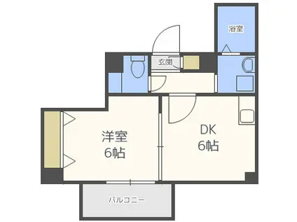 ジェイ・プライド難波南(1DK/2階)の間取り写真