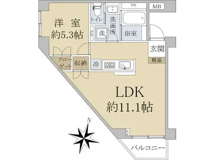 レガリアスパシエ目白(1LDK/1階)の間取り写真