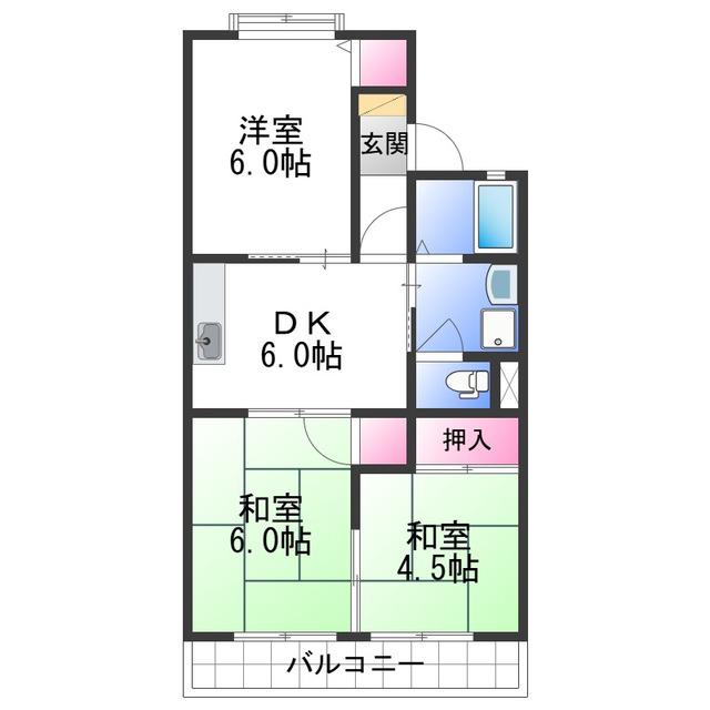 セジュール日高(3DK/2階)の間取り写真