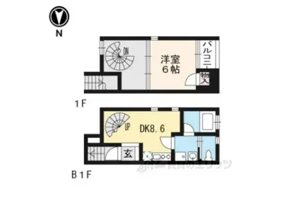 BELASTILE(1DK/1階)の間取り写真