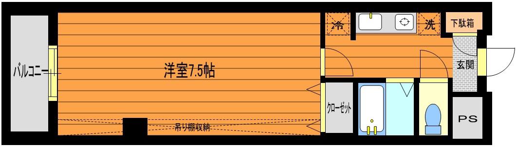 アルカサル江坂(1K/2階)の間取り写真