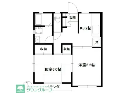 パルデンス加々美(2K/2階)の間取り写真