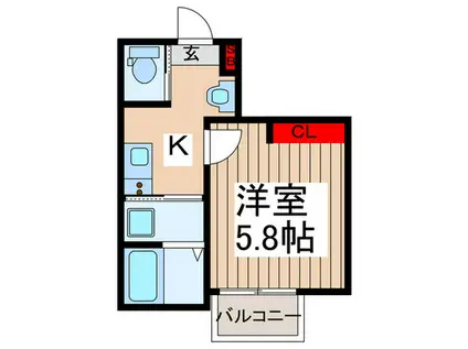 ドメーヌ西堀(1K/1階)の間取り写真