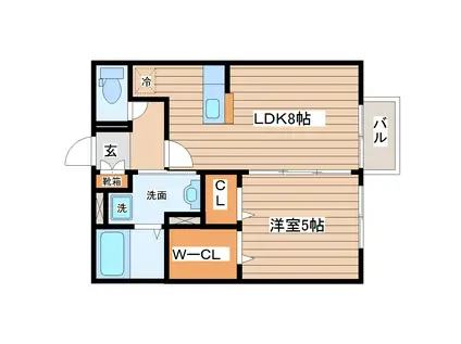 ボナール西多賀(1LDK/1階)の間取り写真
