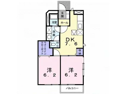 セントラルヒルズI(2DK/1階)の間取り写真