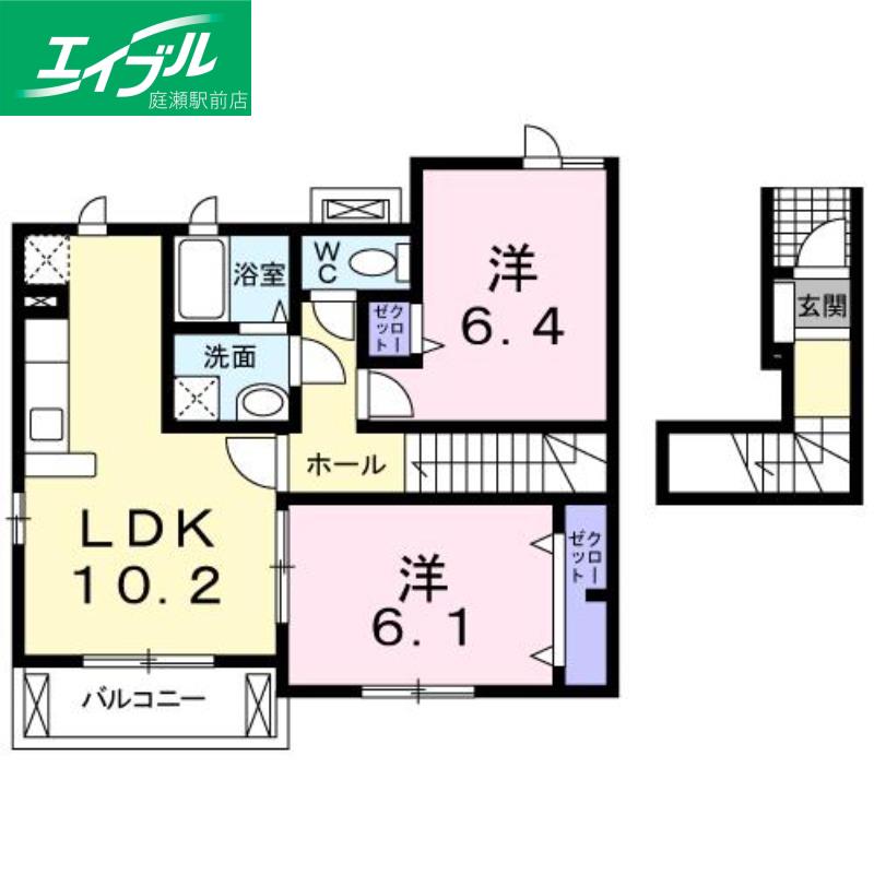 シェソワC(2LDK/2階)の間取り写真