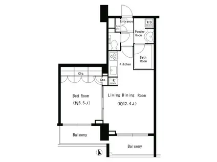 パインコート恵比寿(1LDK/3階)の間取り写真