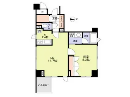 クオリア恵比寿イースト(1LDK/6階)の間取り写真