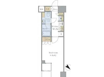 BRILLIA IST 千駄ヶ谷(1K/6階)の間取り写真