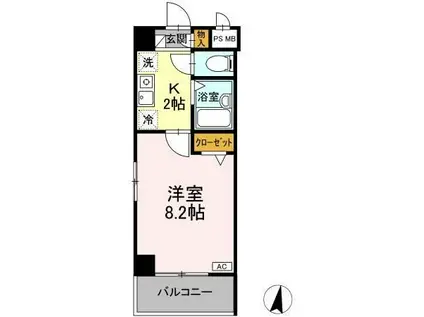キャッスルII(1K/1階)の間取り写真