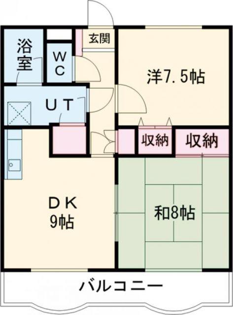 ニュージーニアス向陽(2DK/3階)の間取り写真