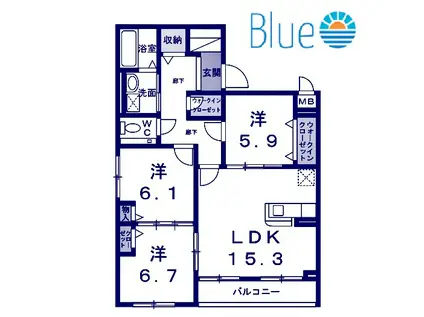 セキュリティ・アパートメントII(3LDK/2階)の間取り写真