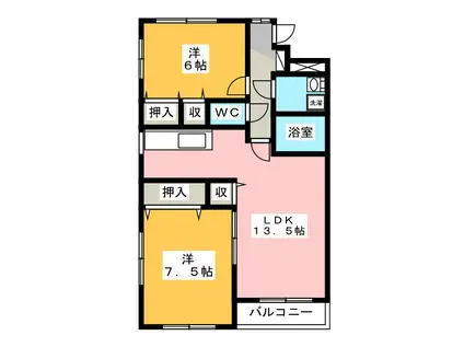 カーサ・オクシブシライタ(2LDK/2階)の間取り写真