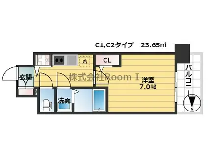 エスリード松屋町サウス(1K/12階)の間取り写真