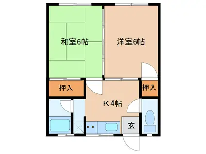 今川アパート(2K/1階)の間取り写真