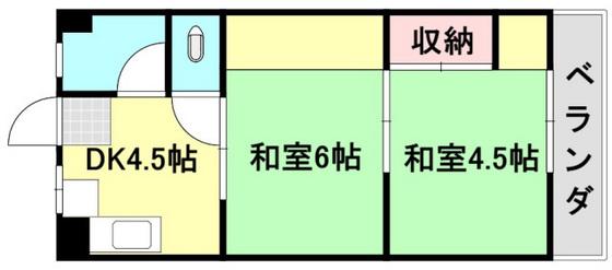 佐古ビル(2DK/4階)の間取り写真