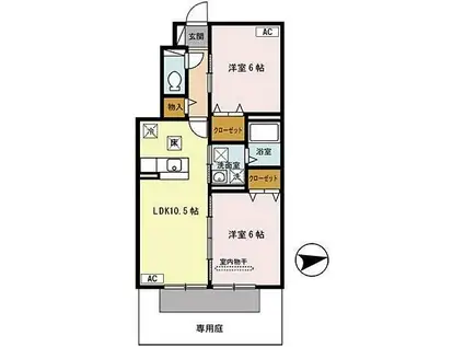 カーサ・ステラ西浜(2LDK/1階)の間取り写真