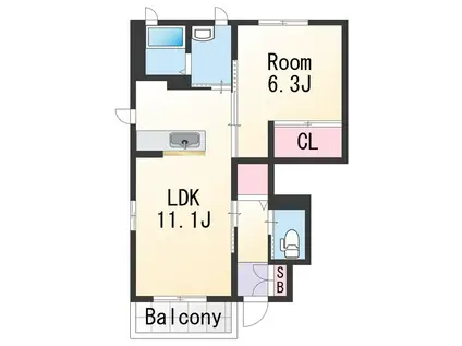 わかやま電鉄貴志川線 伊太祈曽駅 徒歩4分 2階建 築15年(1LDK/1階)の間取り写真