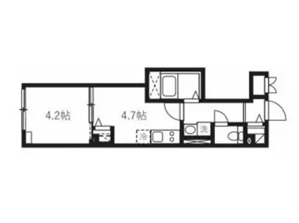 エルファーロ神楽坂II(1DK/2階)の間取り写真