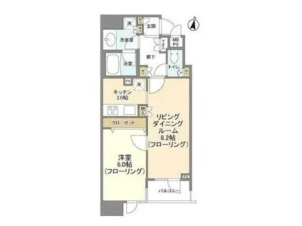 HF白金高輪レジデンス(1LDK/4階)の間取り写真