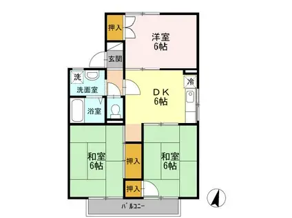 セジュールホーコC(3DK/1階)の間取り写真