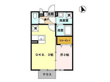 JAM C棟(1LDK/2階)の間取り写真