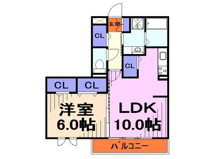 サザンボヌール(1LDK/3階)の間取り写真