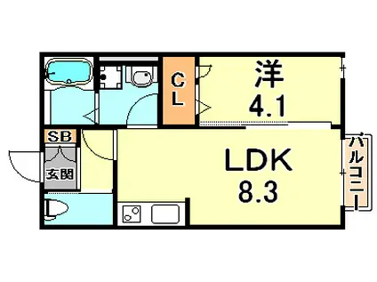 リンクス岡本(1LDK/2階)の間取り写真