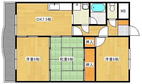 メルヴェイユ(3DK/2階)の間取り写真