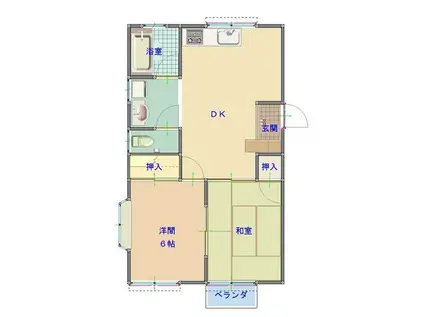 ハイツさんらいず(2DK/2階)の間取り写真