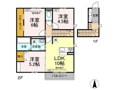アクアヴィーテII(3LDK/2階)の間取り写真