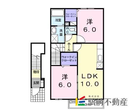 シャンバティールD(2LDK/2階)の間取り写真