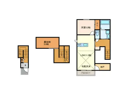 LUMIERE BOIS(1SLDK/2階)の間取り写真