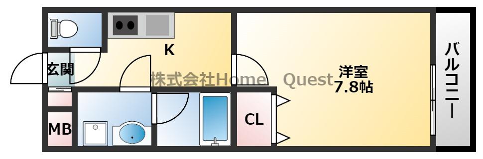 エスティームII番館(1K/2階)の間取り写真