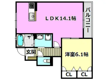 グランコートTMT(1LDK/1階)の間取り写真