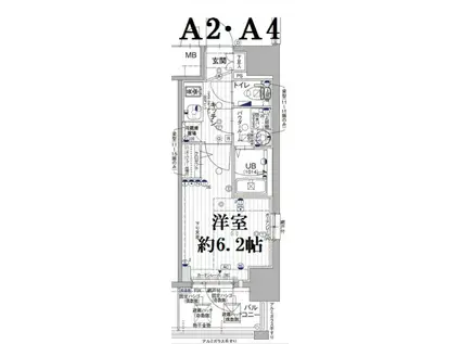 エスリード神戸グランドール(1K/6階)の間取り写真