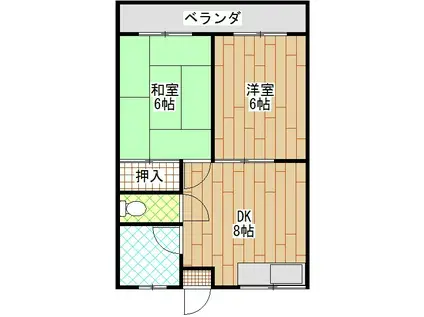 メゾンキャッスル(2DK/2階)の間取り写真