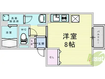 テラー・ウエスト新芦屋(ワンルーム/1階)の間取り写真