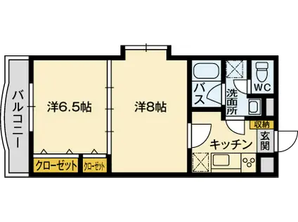 サザン国分(2K/2階)の間取り写真