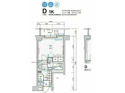 SYFORME下丸子ASYLCOURT(1K/5階)の間取り写真