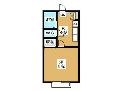 カーサポポロ(1K/2階)の間取り写真