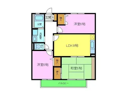 ピアコート(3LDK/2階)の間取り写真