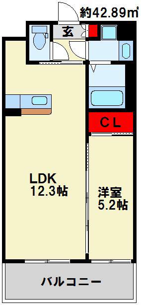 ビクトワール歯大前(1LDK/7階)の間取り写真