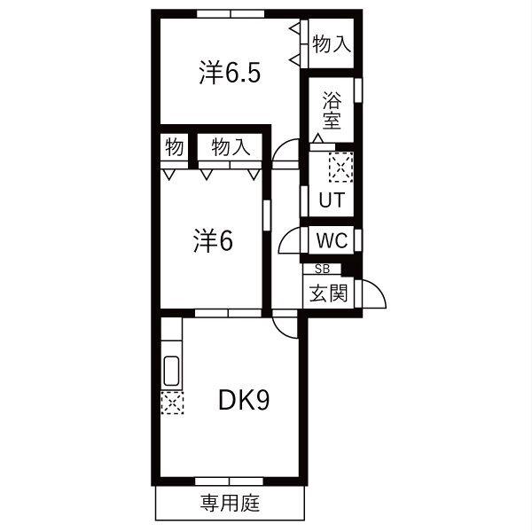 オラシオン(2DK/1階)の間取り写真