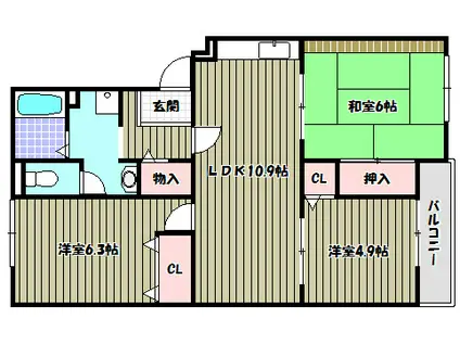 メゾントリヴァンベール(3LDK/1階)の間取り写真